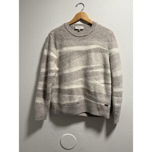 Bugatchi Wool Willow Crewneck Sweater Tan Cream Size Large